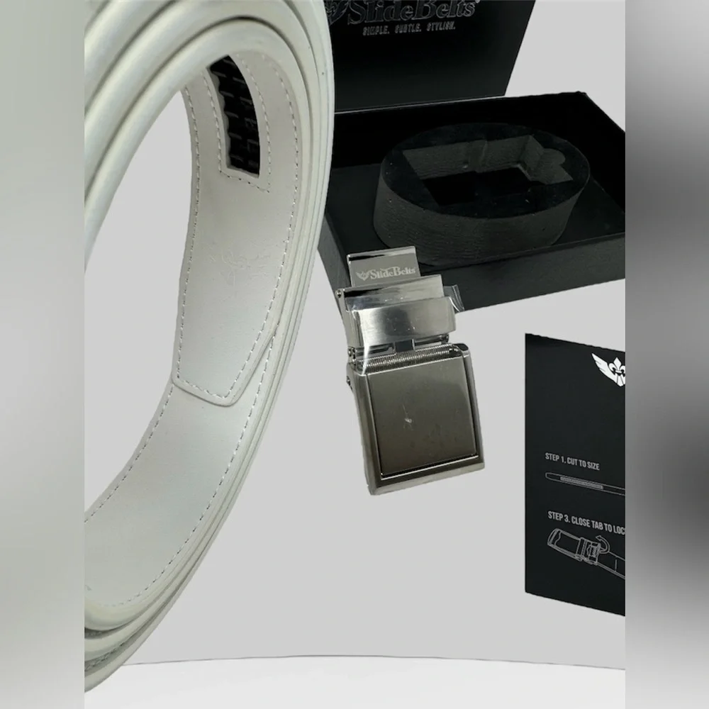 SlideBelts Classic White Belt (Simple,Subtle, Stylish)